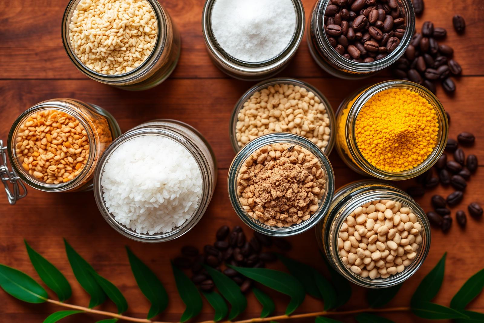 Pantry staples in glass jars