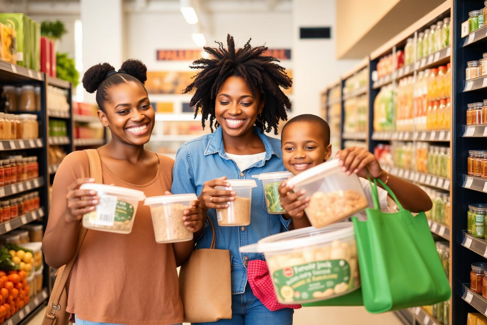 A South African family shopping at Sisonke